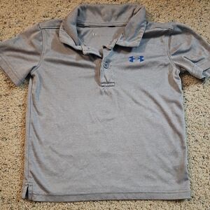 Under Armour Gray Polo with Blue Logo - Boys